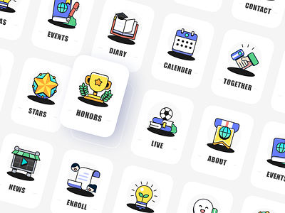 Several icons of school cute icon line school student ui