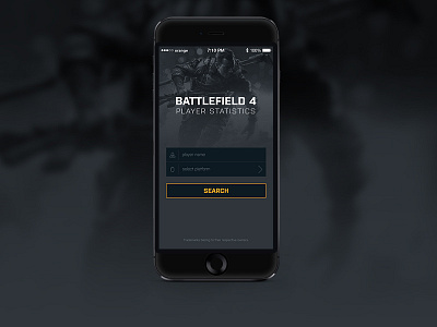 BF4 Stats - Search screen api app battlefield ios mobile player search stats ui ux