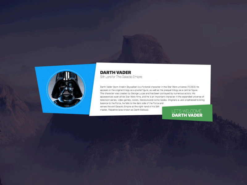 Darth Vader - Joining card :) animation card team ui user web web design