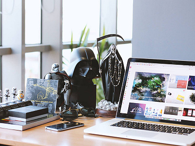 What's your office setup? desk glasses iphone mac office starwars workspace
