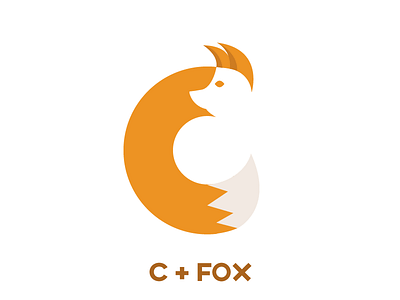 C + Fox fox fox logo grid logo letter c logo minimal negative space orange smart logo