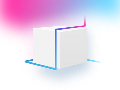 Cube abstract color cube design gradient ribbon ui