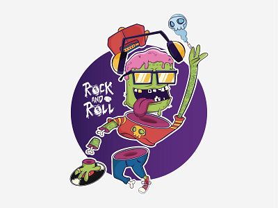 Rock&Roll Zombie characterdesign designer doodle hip hop illustration music pop procreate zombie