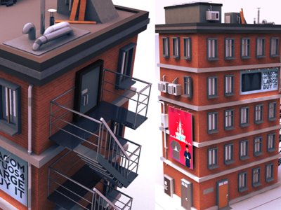 City Block 3D Model 3d c4d cinema4d city block model render stairs street suburbs town urban wacom