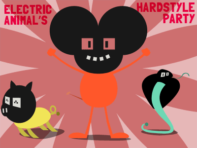 Electric Animal's Hardstyle Party animals animated animation cobra digital electric gif hard hardstyle mouse music party pig seizure