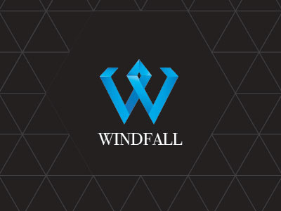 Windfall - Diamond blue branding diamond logo origami ribbon