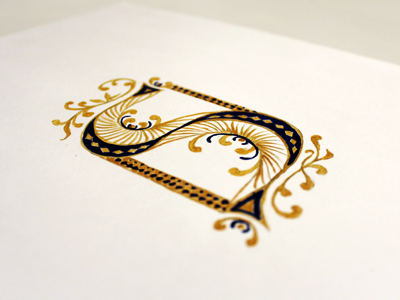 Brush, acrylic and procrastination brush gold illuminated letter lettering script type typography