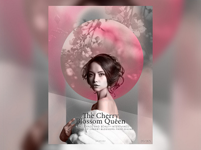 THe Cherry Blosson Queen abstract art adobe cherry cherry blossom collage gradient gradient design gradients noise photoshop pink poster typography