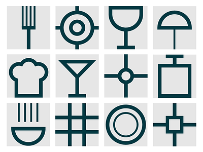 Icons for Cantina Moderna canteen graphic design icon illustration kitchen minimalism modern style restaurant visual identity visual style