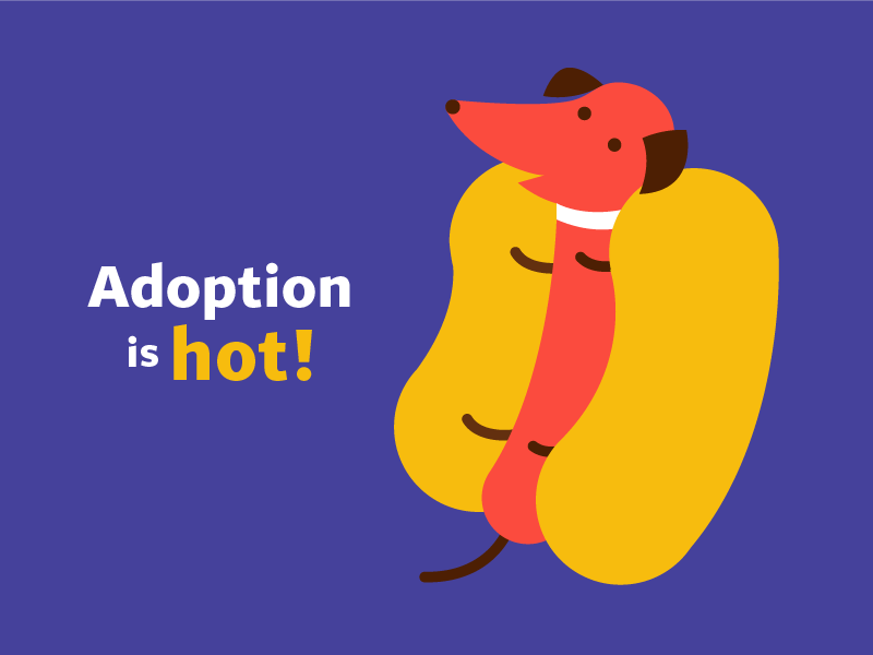 Adoption is Hot! sausage hot dog graphic design flat design dog vector illustration