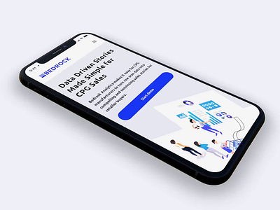 Bedrock marketing page animation art blue branding data design illustration ios iphonex mobile sales typography ui ux vector web