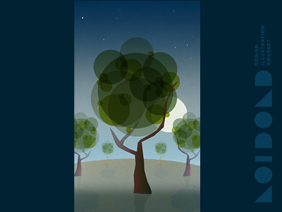 Nighttime Trees Illustration