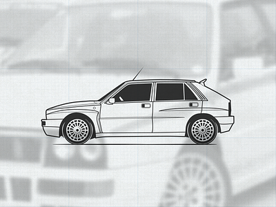 Lancia Delta Integrale illustration automotive car delta icon illustration integrale lancia rally vector