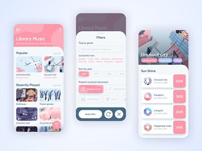 Library of Music and Instruments app beautiful design disk filter japan minimal music popular ui ux website