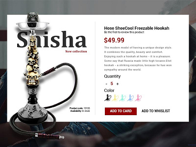 Concept Card Product card cart concept hookh minimal order product shisha smoke ui ux web