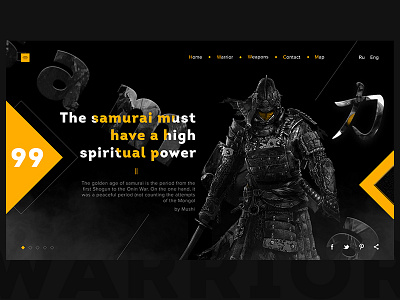 Home Page Samurai 2 app concept design homepage preview samurai social ui ux warrior web website