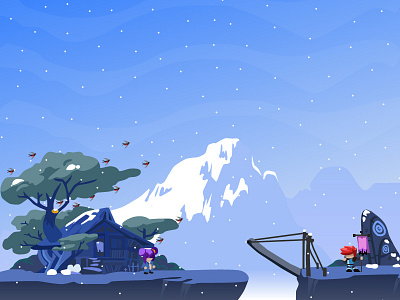 Illustration for the game game gui illustration light man mountains snow sprite wooman