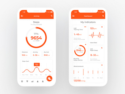 Concept - Fitness Activity App activity app card concept design fitness graphic home minimal orange ui ux web website