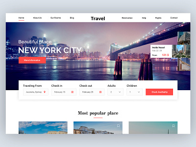 Travel Booking Concept beautiful card concept design home minimal new york preview travel ui ux web website