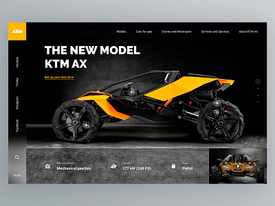 KTM AX Model - Concept app ax beautiful buggy cart concept design home ktm logo promo social typography ui ux vector web website