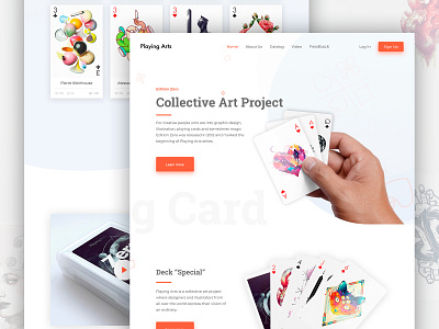 Landing Page Playing Card beautiful card cart concept design home landing page minimal preview ui ux web website