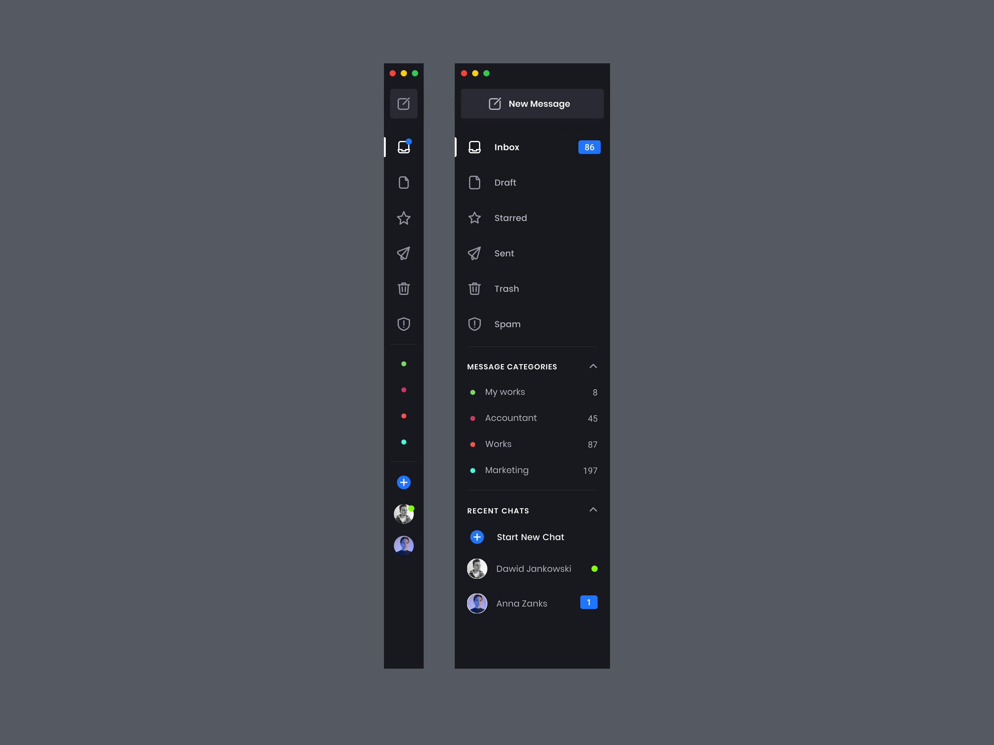 Sidebar Navigation for e-mail client - Dark Mode by Dawid Jankowski on ...