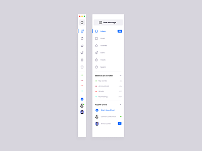 Sidebar Navigation for e-mail client - Light Mode