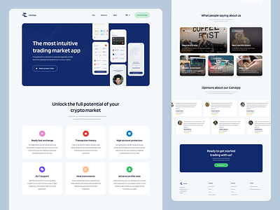 Landing Page for Cryptocurrency Market app coin web coins crypto crypto app cryptocurrency fireart fireartstudio landing landing page landing page ui page product design ui ux web webdesign webdesigns website website design