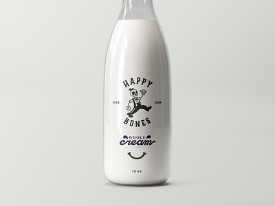 Happy Bones Cream Bottle bones branding cream halloween jar logo milk packaging vintage