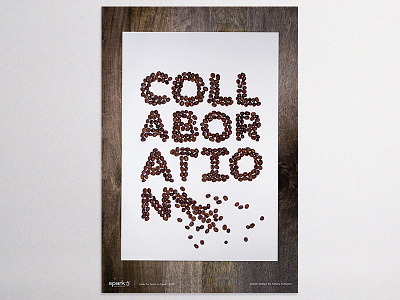 Beans coffee collaboration lettering poster design wood