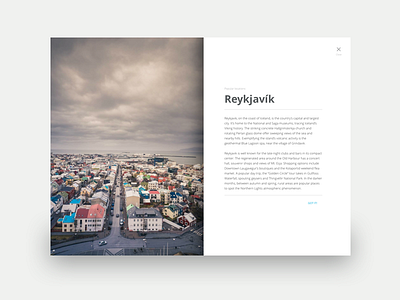 Reykjavik iceland overlay reykjavik travel ui ux webdesign