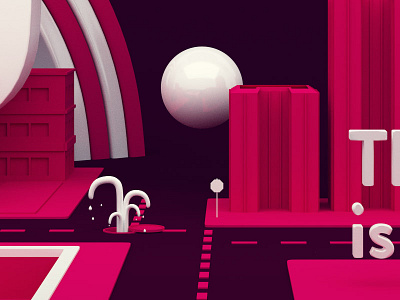 Joy - The new is coming. 3d ball building city dot joy keyvisual pink red