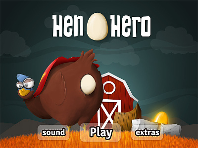 Hen Hero - Menu screen chicken egg game grass hen hero menu mobile