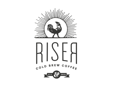 Riser Coffee Identity Direction (Brian) coffee design identity rooster sun type