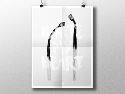 Ignite My Heart black brush font heart ignite love match poster typography white