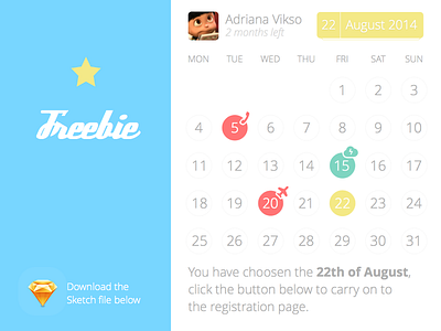 Baby calendar + .sketch file app baby calendar