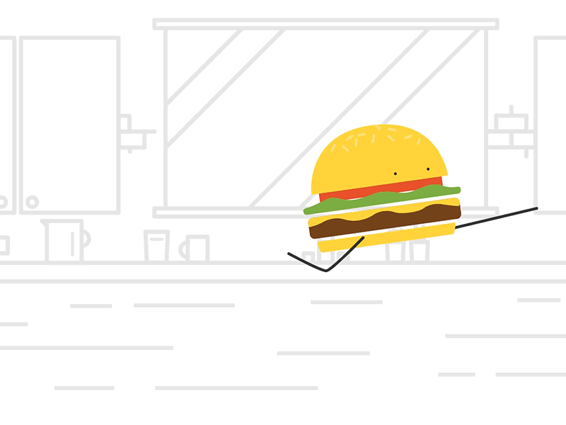 Get that burger! animation burger first shot fun gif junk food loop loopdeloop motion graphics run
