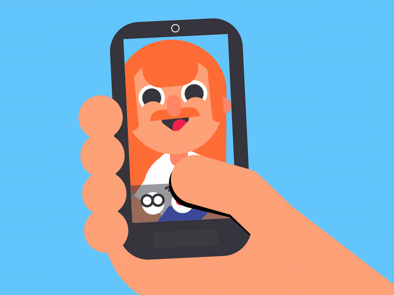 Selfie animation character instagram iphone mobile phone selfie