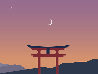 Japannese Sky building design flatimage graphic design illustrator image japan newbie sky structure temple traditional