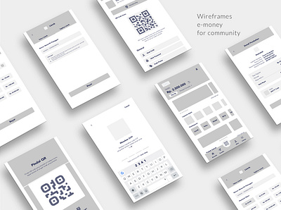 Wireframes for E-money Community banking design e money payment ui ux ui design uidesign ux uxdesign