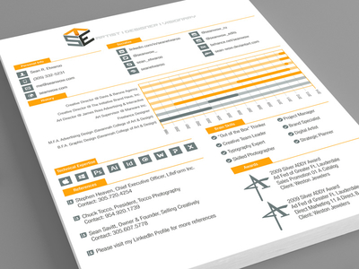 Resume - Sean Etwaroo bars branding charts cv graphs icon logo print resume self promotion