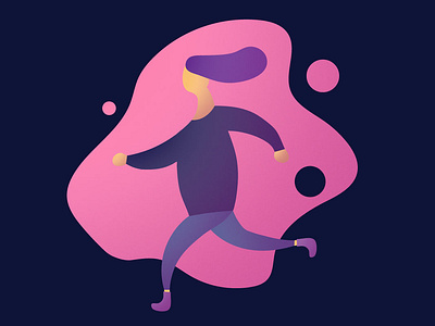 Running colorful design illustration noise pink purple running shading texture vector woman