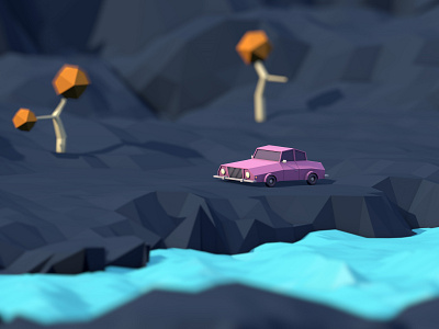 Driving along the stream 3d 3d art cinema 4d dof illustration render