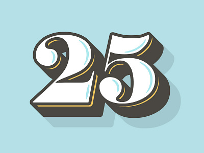 Twenty-five 25 3d flat numbers type typography years