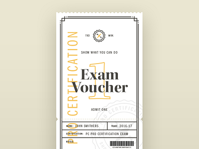 Exam Voucher certificate exam it print ticket vintage voucher