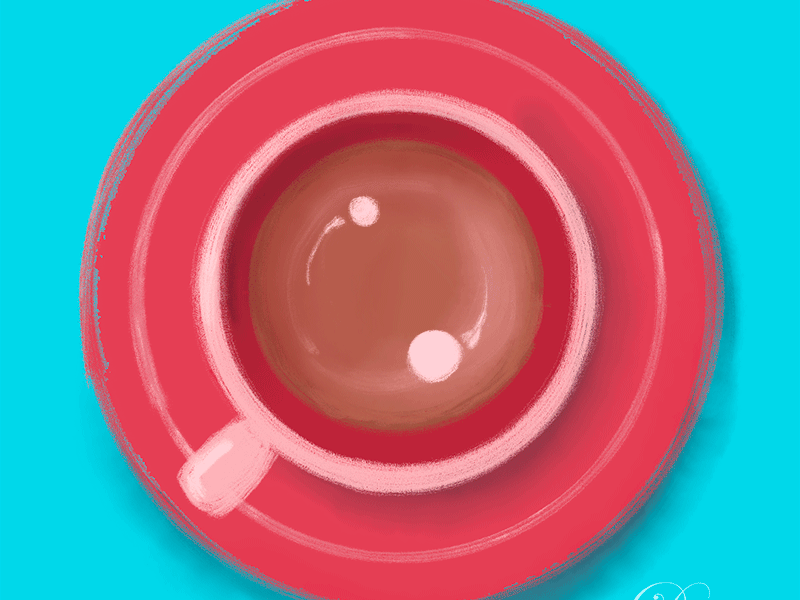 Cocoa with Swirling Marshmallows animated gif blue breakfast cyan food gif hot chocolate illustration marshmallows photoshop pink procreate rotate rotation