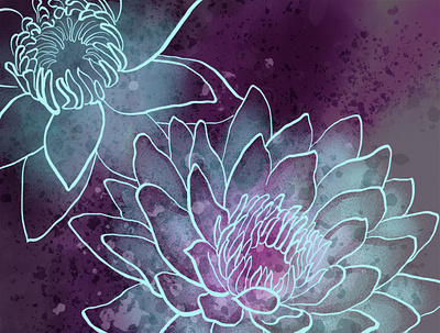 Water Lily work in progress digital illustration photoshop sketch wacom water lily
