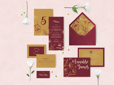 Wedding Stationery design flat color floral floral pattern stationery stationery design stationery set typographic typography wedding wedding invitation wedding stationery