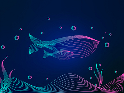Fish Line Art design flat illustration vector