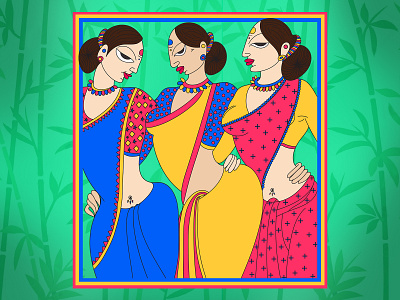 Indian Woman Illusion decor design flat illusion illustraion illustration illustration art interior poster print vector